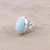 Larimar cocktail ring, 'Oval Enigma' - Larimar and Sterling Silver Cocktail Ring Crafted in India (image 2) thumbail