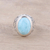Larimar cocktail ring, 'Oval Enigma' - Larimar and Sterling Silver Cocktail Ring Crafted in India (image 2b) thumbail