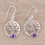 Amethyst dangle earrings, 'Corona Trees' - Tree Motif Amethyst Dangle Earrings from India (image 2b) thumbail