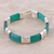 Onyx link bracelet, 'Sea Ribbons' - Handcrafted Green Onyx and Sterling Silver Link Bracelet (image 2b) thumbail