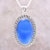Chalcedony pendant necklace, 'Fairest Sky' - Large Blue Chalcedony and Sterling Silver Pendant Necklace (image 2) thumbail