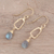 Gold plated labradorite dangle earrings, 'Dancing Frames' - 18k Gold Plated Labradorite Dangle Earrings from India (image 2b) thumbail