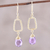 Gold plated amethyst dangle earrings, 'Dancing Frames' - 18k Gold Plated Amethyst Dangle Earrings from India (image 2) thumbail