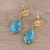 Gold plated sterling silver dangle earrings, 'Silver Turquoise Drops' - Gold Plated Sterling Silver and Composite Turquoise Earrings (image 2b) thumbail