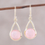 Gold plated rose quartz dangle earrings, 'Fantastic Cradles' - Gold Plated Rose Quartz Dangle Earrings from India (image 2) thumbail