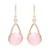 Gold plated rose quartz dangle earrings, 'Fantastic Cradles' - Gold Plated Rose Quartz Dangle Earrings from India thumbail