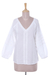 Cotton tunic, 'White Harmony' - Viscose Embroidered Cotton Tunic from India (image 2d) thumbail