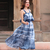 Tie-dyed cotton dress, 'Summer Fantasy' - Tie-Dyed Striped Cotton Dress in Navy from India (image 2) thumbail