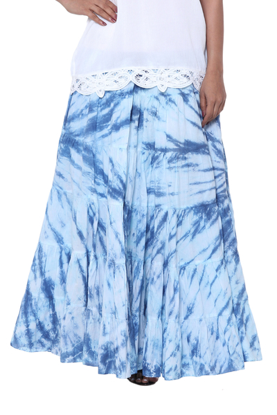 Falda de algodón tratada - Falda de algodón tratada en azul de la India.