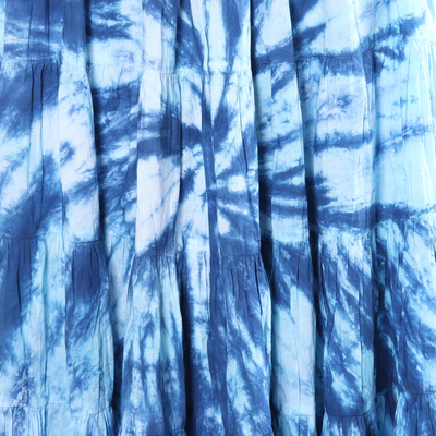 Tie-dyed cotton skirt, 'Azure Joy' - Tie-Dyed Cotton Skirt in Azure from India
