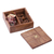 Wood 2-in-1 board game, 'Indoor Fun' - Wood and Glass 2-in-1 Board Game from India (image 2f) thumbail