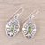 Peridot dangle earrings, 'Green Enchantment' - Peridot and 925 Sterling Silver Dangle Earrings from India
