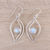 Rainbow moonstone dangle earrings, 'Leafy Glimmer' - Leaf-Shaped Rainbow Moonstone Dangle Earrings from India