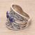Lapis lazuli cocktail ring, 'Antique Elegance' - Lapis Lazuli Triple Stone Cocktail Ring from India (image 2b) thumbail