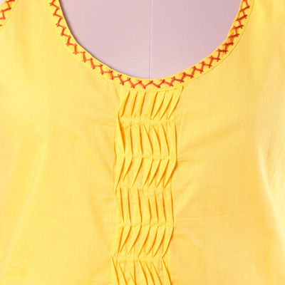 Blusa de algodón - Blusa de algodón artesanal en oro de la India
