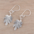 Sterling silver dangle earrings, 'Fancy Foliage' - Sterling Silver Textured Leaves Dangle Earrings from India