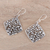 Sterling silver dangle earrings, 'Garden Blooms' - Sterling Silver Floral Diamonds Dangle Earrings from India