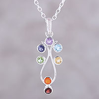 Multi-gemstone pendant necklace, 'Wellspring of Energy'