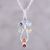 Multi-gemstone pendant necklace, 'Wellspring of Energy' - Sterling Silver and Multi-Gemstone Chakra Pendant Necklace thumbail