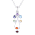 Multi-gemstone pendant necklace, 'Wellspring of Energy' - Sterling Silver and Multi-Gemstone Chakra Pendant Necklace thumbail