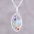 Multi-gemstone pendant necklace, 'Rainbow Within' - Multi-Gemstone and Sterling Silver Ellipse Pendant Necklace (image 2) thumbail