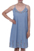 Cotton sundress, 'Spring Harmony' - Blue Cotton Embroidered Floral Casual Sundress from India