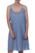 Cotton sundress, 'Spring Harmony' - Blue Cotton Embroidered Floral Casual Sundress from India
