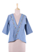 Cotton jacket, 'Spring Delight' - Blue Cotton Floral Embroidered Open Kimono Jacket (image 2a) thumbail
