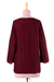 Viscose tunic, 'Whirlwind Romance' - Handmade Red-Brown Viscose Pin Tuck Blouse with Bell Sleeves (image 2d) thumbail