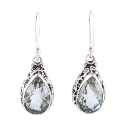 Prasiolite and Sterling Silver Dangle Earrings from India