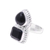 Onyx cocktail ring, 'Lady of Delhi' - Faceted Black Onyx Sterling Silver Heart Cocktail Ring
