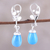 Rhodium plated chalcedony dangle earrings, 'Garden Melody' - Blue Chalcedony and Sterling Silver Vine Dangle Earrings