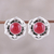 Jasper button earrings, 'Rose of Splendor' - Sterling Silver and Red Jasper Button Earrings from India