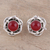 Pendientes botón jaspe - Aretes de botón de plata esterlina y jaspe rojo de la India