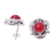 Jasper button earrings, 'Rose of Splendor' - Sterling Silver and Red Jasper Button Earrings from India (image 2d) thumbail