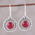 Jasper dangle earrings, 'Red Mystique' - Red Jasper and Sterling Silver Dangle Earrings from India thumbail