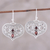 Garnet dangle earrings, 'Bubbling with Love' - Garnet and Sterling Silver Heart Shaped Dangle Earrings (image 2) thumbail