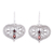 Garnet dangle earrings, 'Bubbling with Love' - Garnet and Sterling Silver Heart Shaped Dangle Earrings thumbail