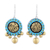 Ohrhänger aus Keramik - Handgefertigte Kreis-Ohrhänger aus blauer und goldener Keramik
