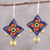 Ceramic dangle earrings, 'Bold Pinwheels' - Handcrafted Purple and Gold Ceramic Pinwheel Dangle Earrings