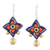 Ceramic dangle earrings, 'Bold Pinwheels' - Handcrafted Purple and Gold Ceramic Pinwheel Dangle Earrings (image 2a) thumbail