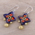Ceramic dangle earrings, 'Bold Pinwheels' - Handcrafted Purple and Gold Ceramic Pinwheel Dangle Earrings (image 2b) thumbail