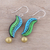 Ohrhänger aus Keramik - Handgefertigte blaue und grüne Keramik-Blatt-Ohrhänger