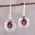 Rhodium plated garnet dangle earrings, 'Sparkling Reflections' - Rhodium-Plated Sterling Silver and Garnet Dangle Earrings (image 2) thumbail