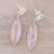 Rose quartz dangle earrings, 'Subtle Serenity' - Rose Quartz and Sterling Silver Marquise-Cut Dangle Earrings (image 2b) thumbail