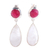 Ruby and rainbow moonstone dangle earrings, 'Sunrise Princess' - Rainbow Moonstone and Ruby Sterling Silver Dangle Earrings (image 2a) thumbail