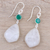 Rainbow moonstone and onyx dangle earrings, 'Misty Glen' - Rainbow Moonstone and Green Onyx Dangle Earrings from India (image 2b) thumbail
