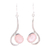 Rose quartz dangle earrings, 'Cool Sabarmati' - Rose Quartz Ovals Set In Sterling Silver Arc Dangle Earrings thumbail