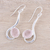 Rose quartz dangle earrings, 'Cool Sabarmati' - Rose Quartz Ovals Set In Sterling Silver Arc Dangle Earrings (image 2b) thumbail