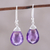 Amethyst dangle earrings, 'Lavender Joy' - Faceted Amethyst Teardrop Sterling Silver Dangle Earrings (image 2) thumbail